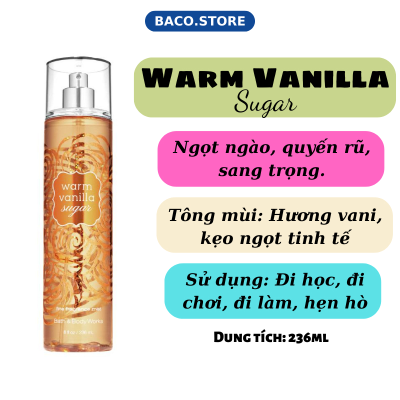 Xịt thơm toàn thân Warm Vanilla Sugar 236ml hương vani sang trọng