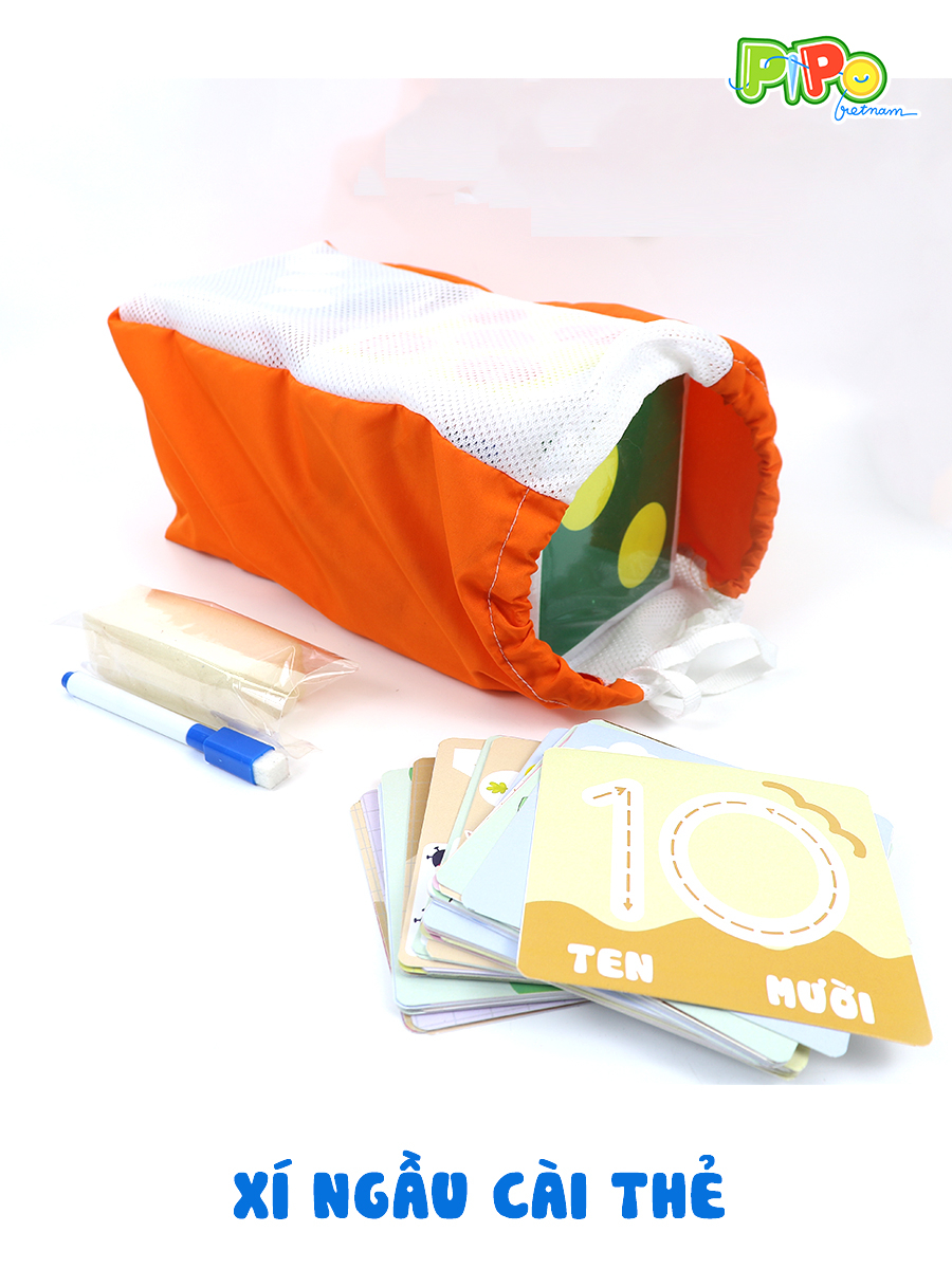 Ảnh Xí ngầu cài thẻ PiPoVietnam - Tập tô viết xóa thông minh với 5 bộ thẻ cứng 4