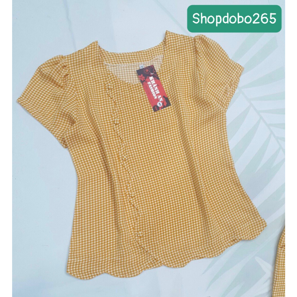 Đồ bộ nữ,đồ ngủ mặc nhà lửng 9 tấc vải lụa mango họa tiết sọc caro dễ thương size 45-65kg.