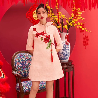 Váy Oceana London gấm hồng