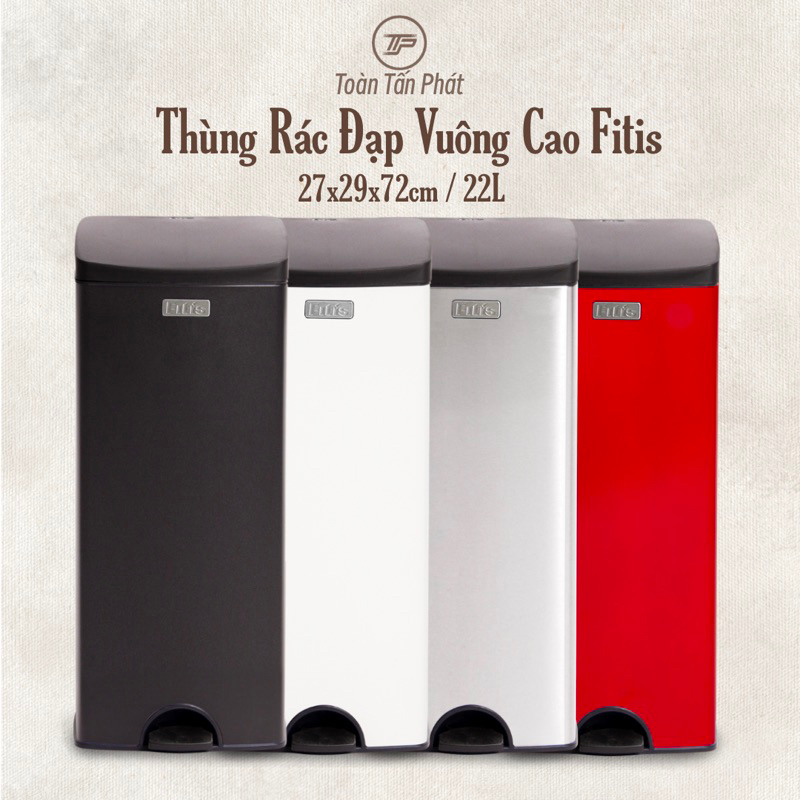 Thùng Rác Fitis Premium Đạp Vuông Cao | Shopee Việt Nam