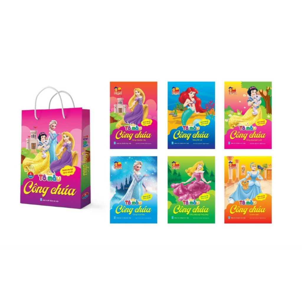 Sách - Tô màu Siêu Nhân, Tô màu Công Chúa Dành cho bé 2-6 tuổi (6 Cuốn)