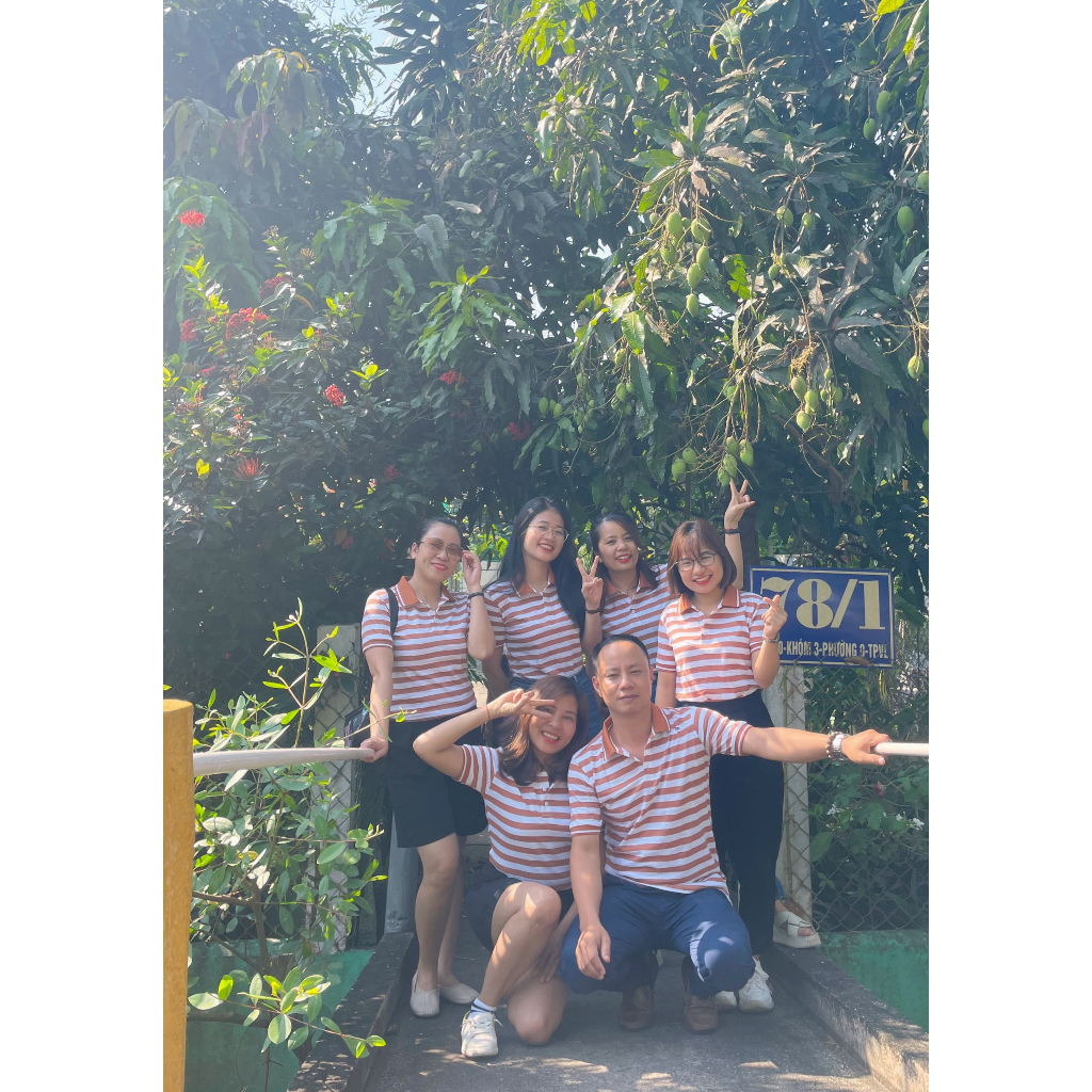 Áo Gia Đình Fig Tree Thun Polo Cotton Sọc Cam Trắng Tươi Mát Đón hè, Vải Co Giãn, Nhiều size
