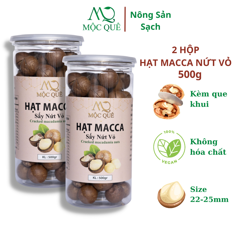 Combo 2 Hạt Macca Sấy Nứt Vỏ Sạch Mộc Quê 500Gr/Hộp Từ Mắc Ca Tây ...