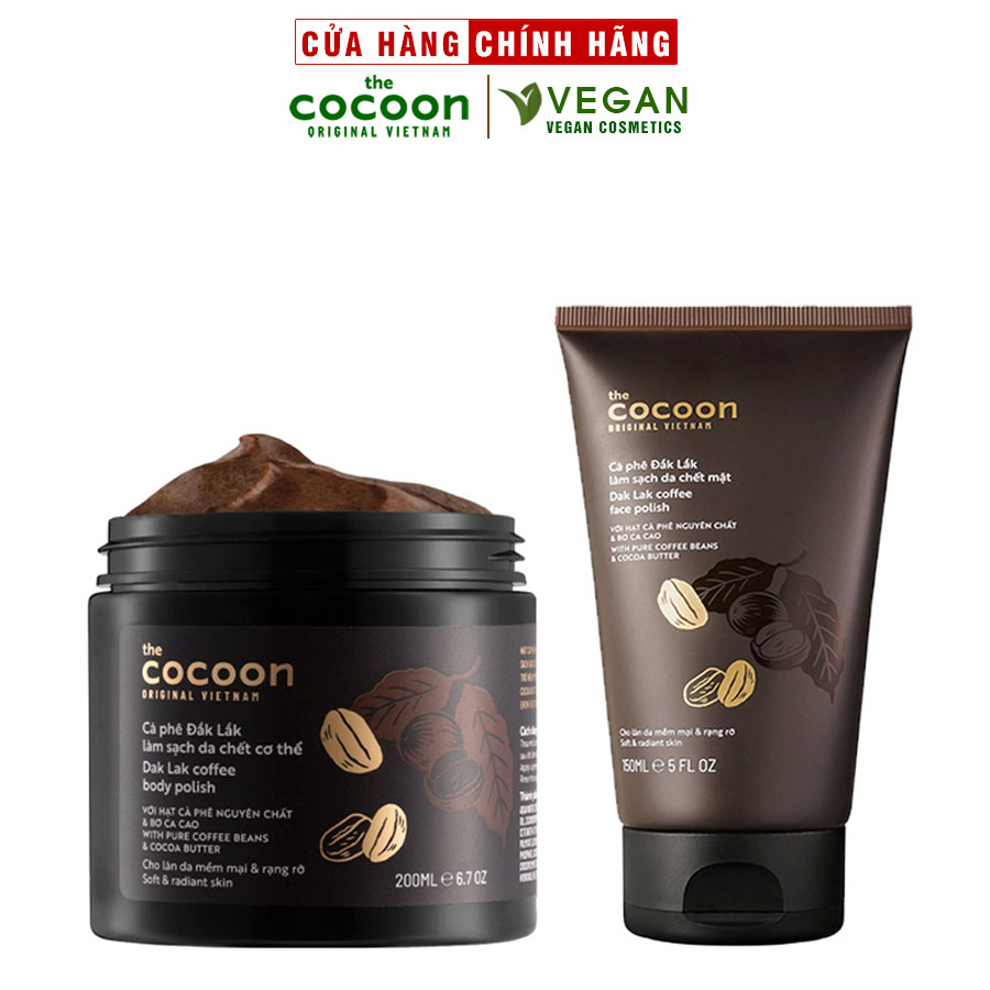 Ảnh Bộ cà phê Đắk Lắk làm sạch da chết cocoon: da mặt 150ml + cơ thể 200ml 1