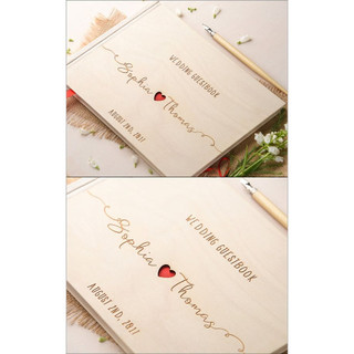 Sổ Ký Tên Đám Cưới Bìa Gỗ | Guestbook Wedding | Khắc Tên Theo Yêu Cầu