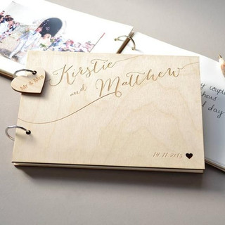 Sổ Ký Tên Đám Cưới Bìa Gỗ | Guestbook Wedding | Khắc Tên Theo Yêu Cầu