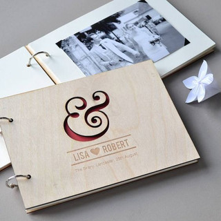 Sổ Ký Tên Đám Cưới Bìa Gỗ | Guestbook Wedding | Khắc Tên Theo Yêu Cầu