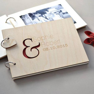 Sổ Ký Tên Đám Cưới Bìa Gỗ | Guestbook Wedding | Khắc Tên Theo Yêu Cầu