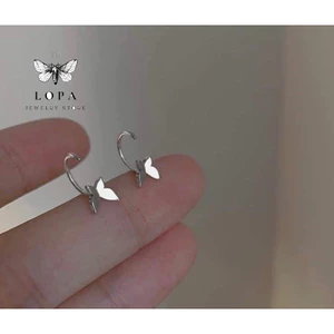 Khuyên tai nữ Bạc Ta LoPa dáng móc cánh tiên bay nhỏ nhắn xinh xắn