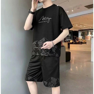 Quần áo Bộ thể thao Nam - quần áo ngắn tay hình núi phú sĩ phong cách chất thun co giãn mặc thoải mái