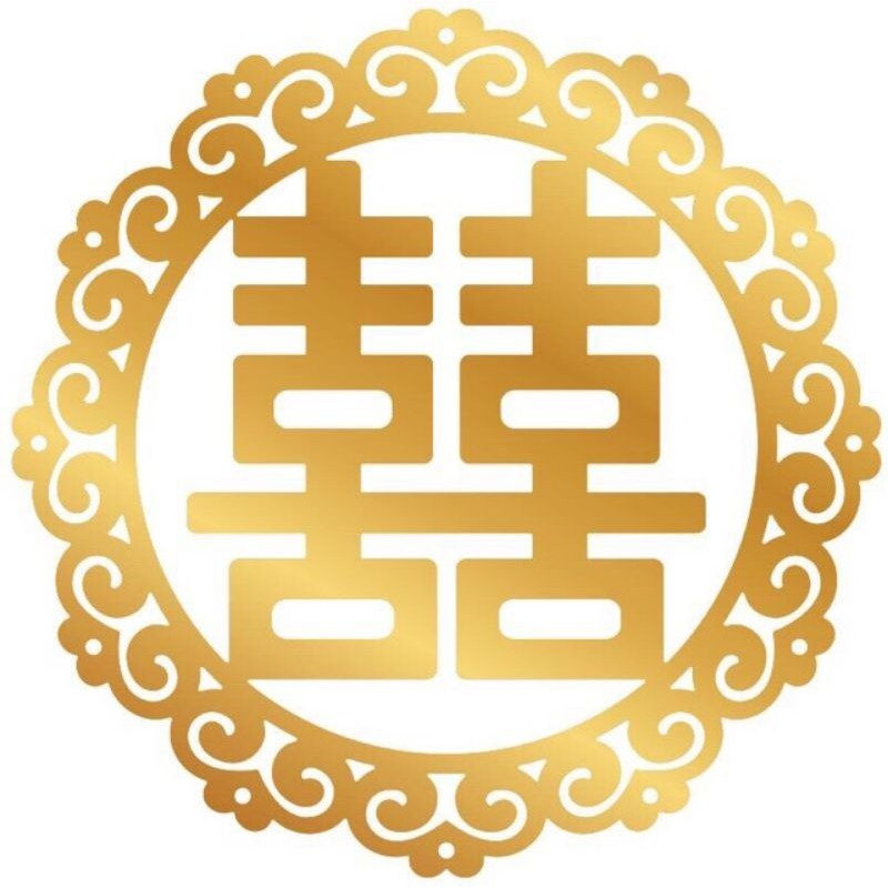 Chữ Hỷ ALU vàng gương - Đám cưới, bàn thờ gia tiên, xe hoa