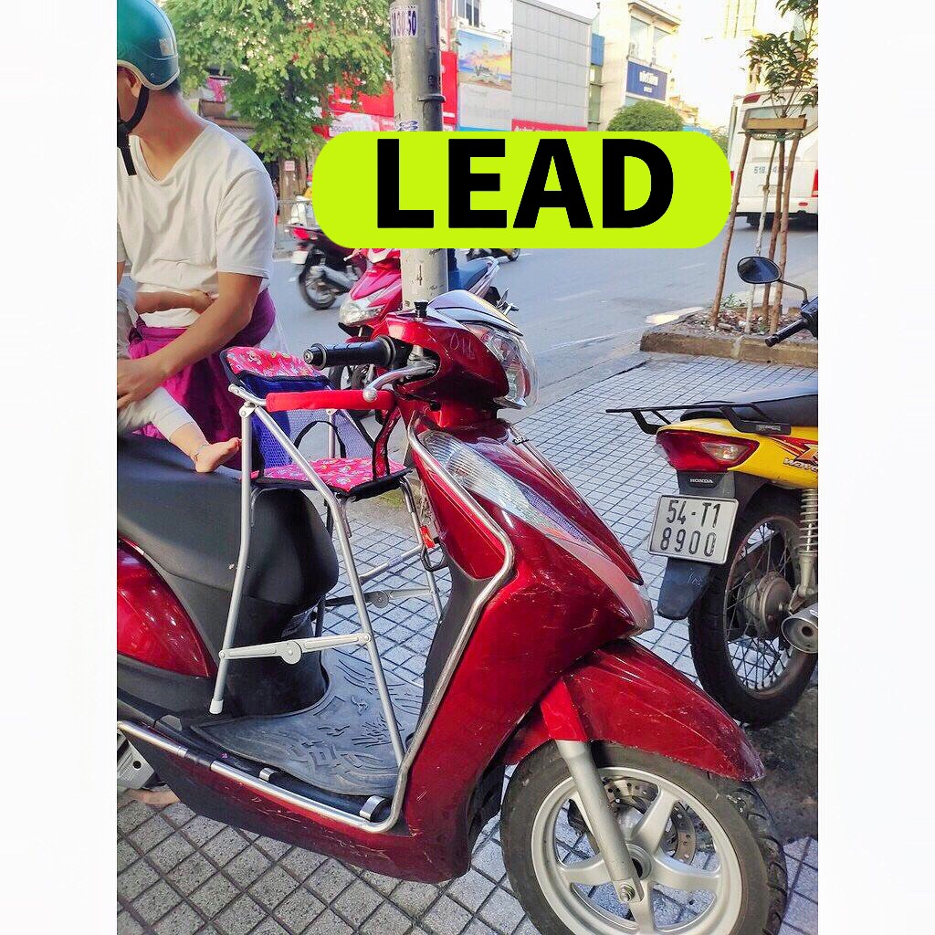 Ghế cho bé ngồi xe LEAD , Ghế ga xếp sắt sơn tĩnh điện xám gấp gọn