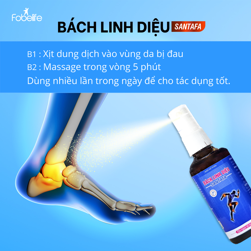 Chai Xịt Giảm Nhanh Đau Nhức Xương Khớp Bách Linh Diệu Santafa Fobe - Chai 50ml