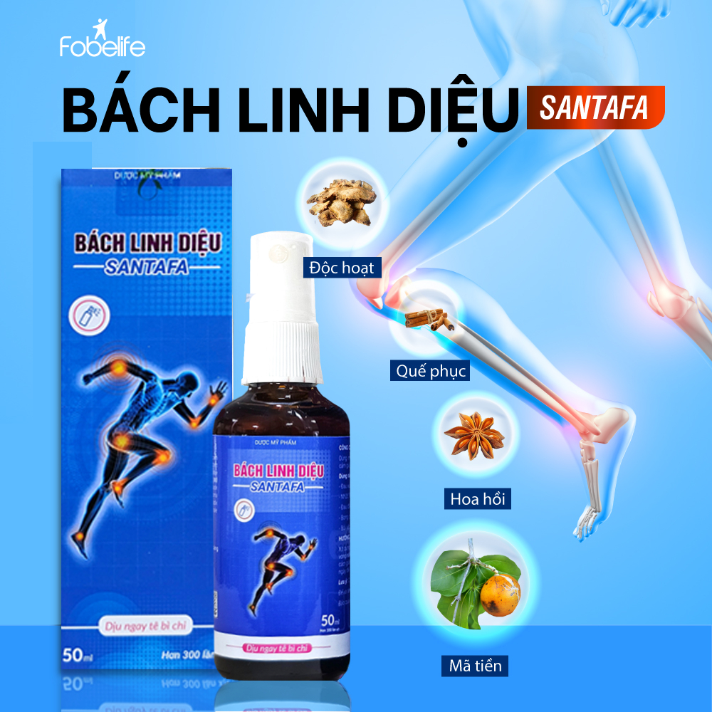 Chai Xịt Giảm Nhanh Đau Nhức Xương Khớp Bách Linh Diệu Santafa Fobe - Chai 50ml