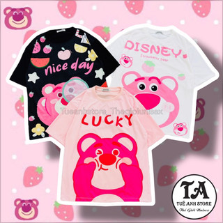 Combo 3 Áo Thun Gấu Dâu Lotso 3D Tay Lỡ in chuyển nhiệt Unisex From Rộng Áo thun hoạt hình cartoon dễ thương TUEANHSTORE