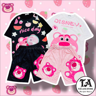 Combo 3 Áo Thun Gấu Dâu Lotso 3D Tay Lỡ in chuyển nhiệt Unisex From Rộng Áo thun hoạt hình cartoon dễ thương TUEANHSTORE