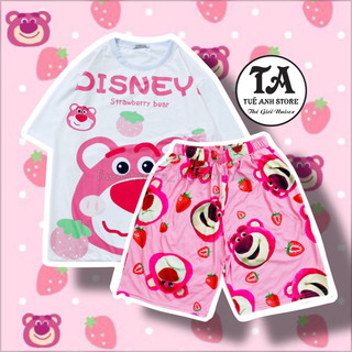 Combo 3 Áo Thun Gấu Dâu Lotso 3D Tay Lỡ in chuyển nhiệt Unisex From Rộng Áo thun hoạt hình cartoon dễ thương TUEANHSTORE