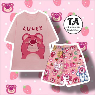 Combo 3 Áo Thun Gấu Dâu Lotso 3D Tay Lỡ in chuyển nhiệt Unisex From Rộng Áo thun hoạt hình cartoon dễ thương TUEANHSTORE