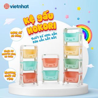 Kệ Gấu Hokori 5576 Việt Nhật Đựng Đồ Đa Năng - Kệ Nhựa Hình Gấu 2,3, 4 Tầng Có Bánh Xe Di Chuyển Tiện Lợi Cam Homeware