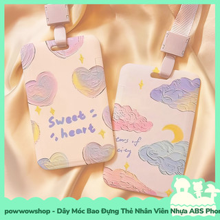 [Sẵn VN - Hỏa Tốc] Dây Móc Bao Đựng Thẻ Nhân Viên Dọc Nhựa ABS Phong Cách Hoạ Tiết Sweet Cloud & Heart