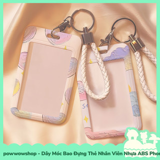 [Sẵn VN - Hỏa Tốc] Dây Móc Bao Đựng Thẻ Nhân Viên Dọc Nhựa ABS Phong Cách Hoạ Tiết Sweet Cloud & Heart