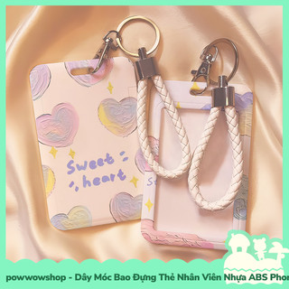 [Sẵn VN - Hỏa Tốc] Dây Móc Bao Đựng Thẻ Nhân Viên Dọc Nhựa ABS Phong Cách Hoạ Tiết Sweet Cloud & Heart