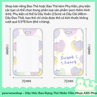 [Sẵn VN - Hỏa Tốc] Dây Móc Bao Đựng Thẻ Nhân Viên Dọc Nhựa ABS Phong Cách Hoạ Tiết Sweet Cloud & Heart