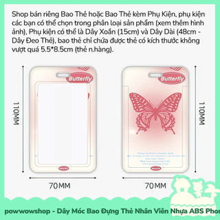 [Sẵn VN - Hỏa Tốc] Dây Móc Bao Đựng Thẻ Nhân Viên Dọc Nhựa ABS Phong Cách Hoạ Tiết Màu Blend Butterfly & Quotes