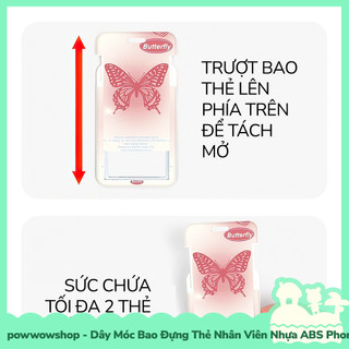 [Sẵn VN - Hỏa Tốc] Dây Móc Bao Đựng Thẻ Nhân Viên Dọc Nhựa ABS Phong Cách Hoạ Tiết Màu Blend Butterfly & Quotes