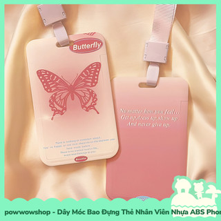 [Sẵn VN - Hỏa Tốc] Dây Móc Bao Đựng Thẻ Nhân Viên Dọc Nhựa ABS Phong Cách Hoạ Tiết Màu Blend Butterfly & Quotes