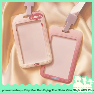 [Sẵn VN - Hỏa Tốc] Dây Móc Bao Đựng Thẻ Nhân Viên Dọc Nhựa ABS Phong Cách Hoạ Tiết Màu Blend Butterfly & Quotes