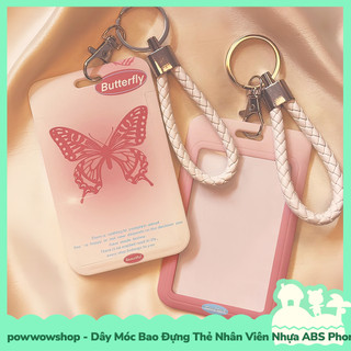 [Sẵn VN - Hỏa Tốc] Dây Móc Bao Đựng Thẻ Nhân Viên Dọc Nhựa ABS Phong Cách Hoạ Tiết Màu Blend Butterfly & Quotes