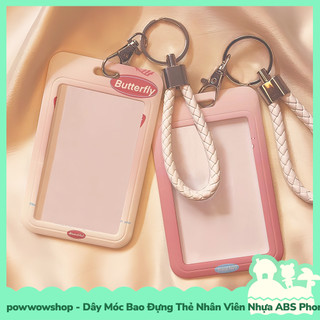 [Sẵn VN - Hỏa Tốc] Dây Móc Bao Đựng Thẻ Nhân Viên Dọc Nhựa ABS Phong Cách Hoạ Tiết Màu Blend Butterfly & Quotes