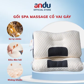 Gối Ngủ Chống Đau Cổ Vai Gáy Dệt Kim Lõi Bông Xơ, Gối Spa Chống Đau Mỏi Cổ Vai, Gối Cao Su Non Chống Ngáy Giảm Mệt Mỏi