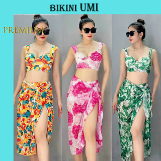 BIKINI 2 MẢNH GỌNG VUÔNG QUẦN CẠP CAO KÈM KHĂN NHIỀU HỌA TIẾT BIKINIUMI BIKINISTORE