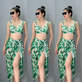 BIKINI 2 MẢNH GỌNG VUÔNG QUẦN CẠP CAO KÈM KHĂN NHIỀU HỌA TIẾT BIKINIUMI BIKINISTORE
