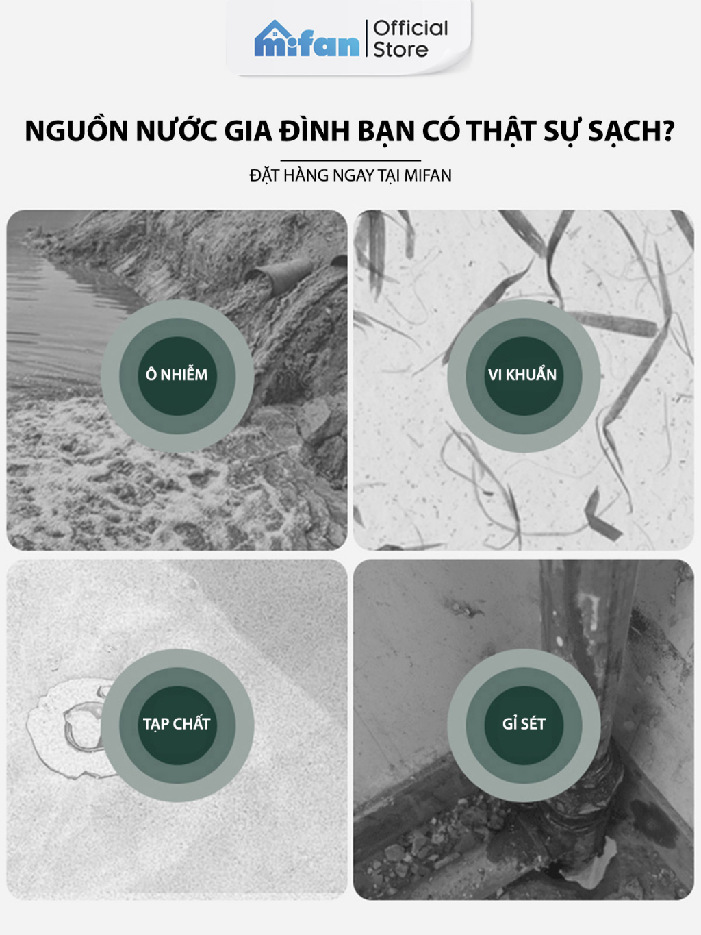 Lõi Lọc Bông PP Mifan: Lọc Sạch Canxi, Clo, Cặn Bẩn Tại Vòi Rửa Bát