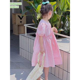 (Video) Váy đầm xinh bé gái. Váy xoè Hồng bi siêu xinh chất thô lụa hàn cao cấp 10-40kg Sofia Candy