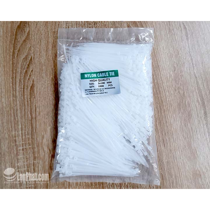 Dây thít nhựa 3x100 (1000c/túi), Dây rút nhựa trắng nhựa dẻo Nylon PA6 ...