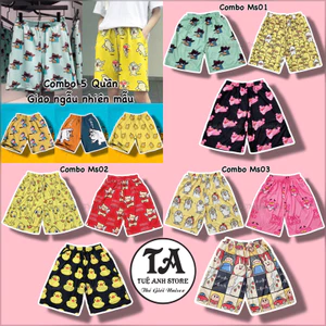 Quần Short lững Cartoon Unisex - Quần đùi hoạt hình nhiều hoạt tiết nam nữ Freesize 38-68kg TUEANHSTORE