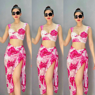 BIKINI 2 MẢNH GỌNG VUÔNG QUẦN CẠP CAO KÈM KHĂN NHIỀU HỌA TIẾT MỚI BIKINIUMI BIKINISTORE