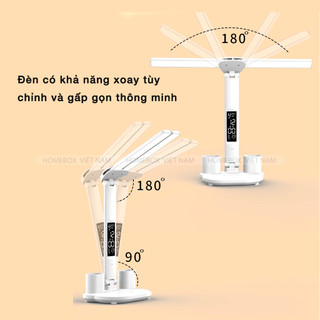 Đèn Học LED Có Màn Hình Hiển Thị Đồng Hồ Tích Điện, Đèn Bàn Học 3 Màu Ánh Sáng Chống Cận Thị