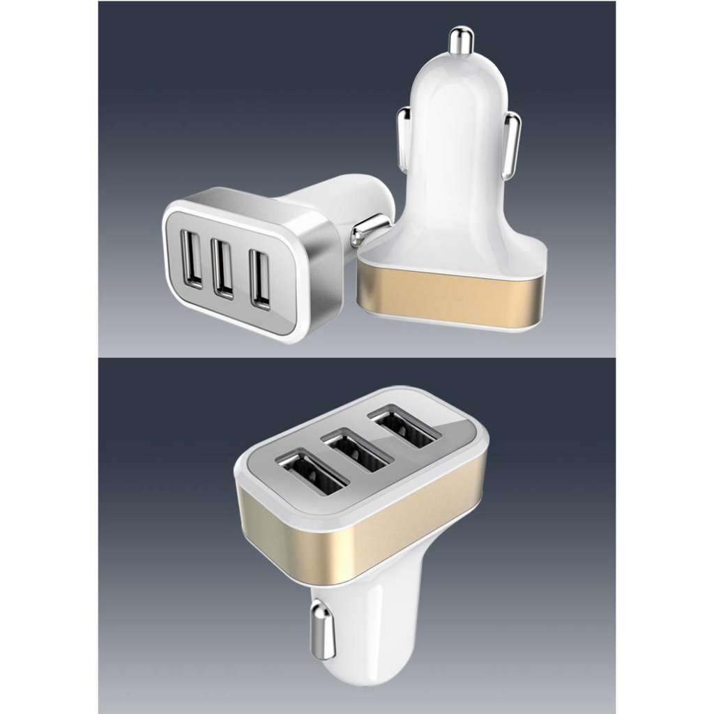 Củ sạc trên ô tô hợp kim nhôm 4.1A  thông minh bộ sạc điện thoại với 3 đầu USB dung lượng lớn
