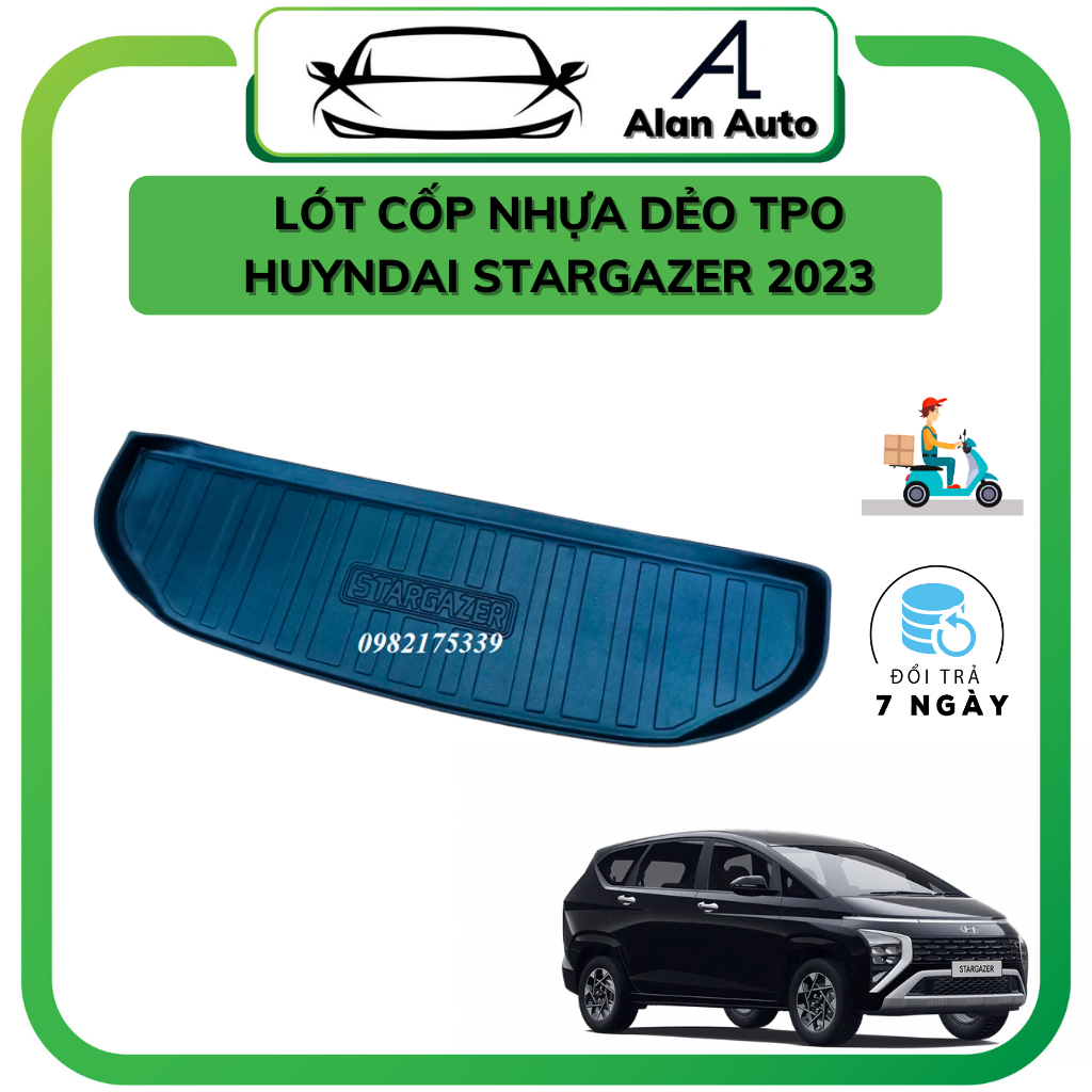 Lót cốp nhựa ô tô Huyndai Stargazer 2023, Khay cốp nhựa Chất liệu nhựa dẻo không mùi, vệ sinh dễ dàng