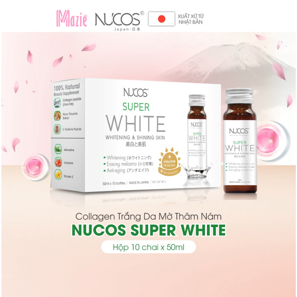 Combo 2 Hộp Nucos Super White - Nước Uống Collagen Dưỡng Da Trắng Sáng (50mlx10 chai)