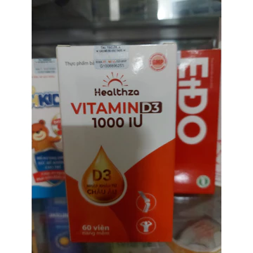 Healthza Vitamin D3 1000IU - Viên uống bổ sung Vitamin D3, giúp hấp thu canxi vào xương, răng.