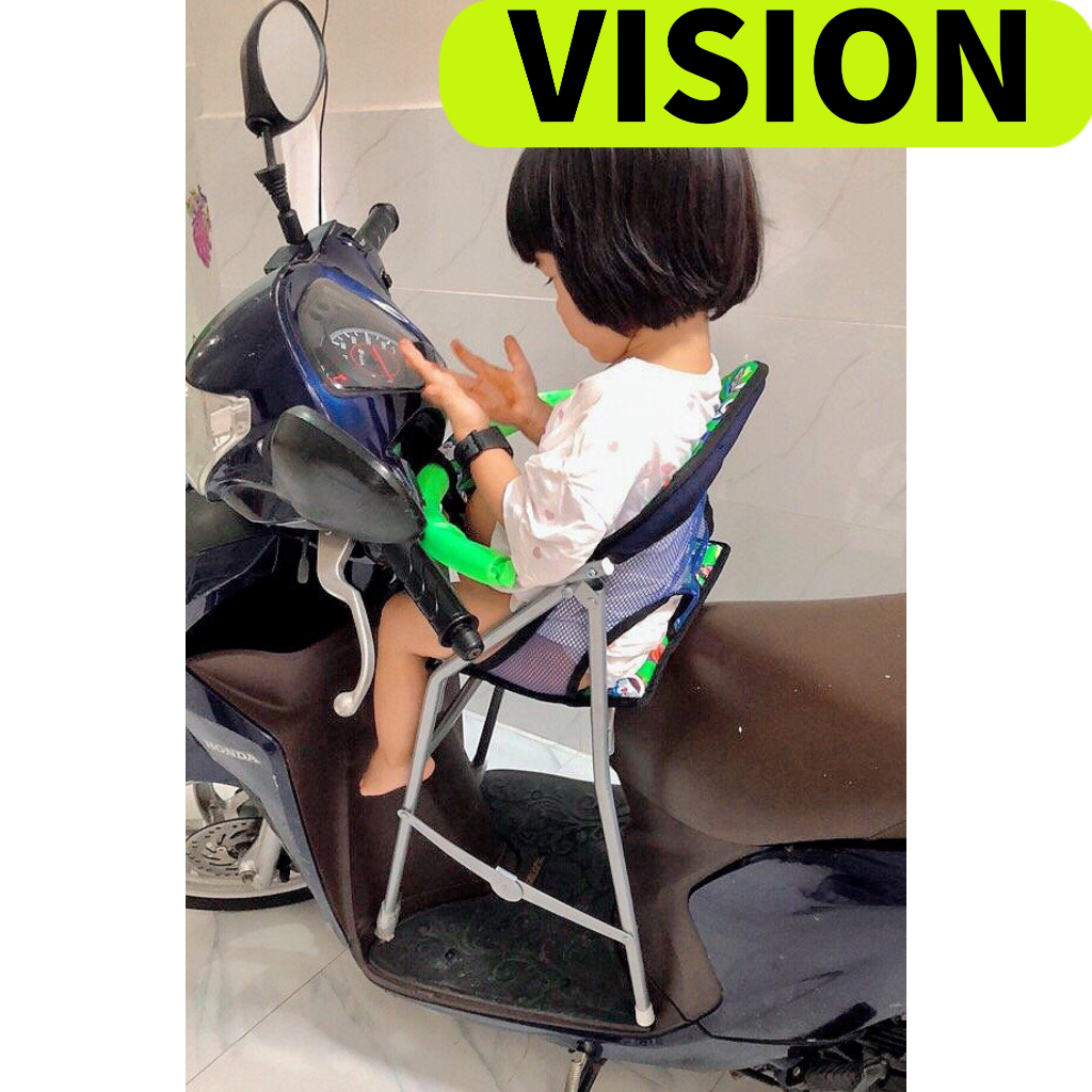 [KÈM DÂY] Ghế ngồi xe VISION CÁC NĂM sắt sơn xám cho bé  (GỒM 1 GHẾ+ 1 DÂY ĐAI 100x4cm)
