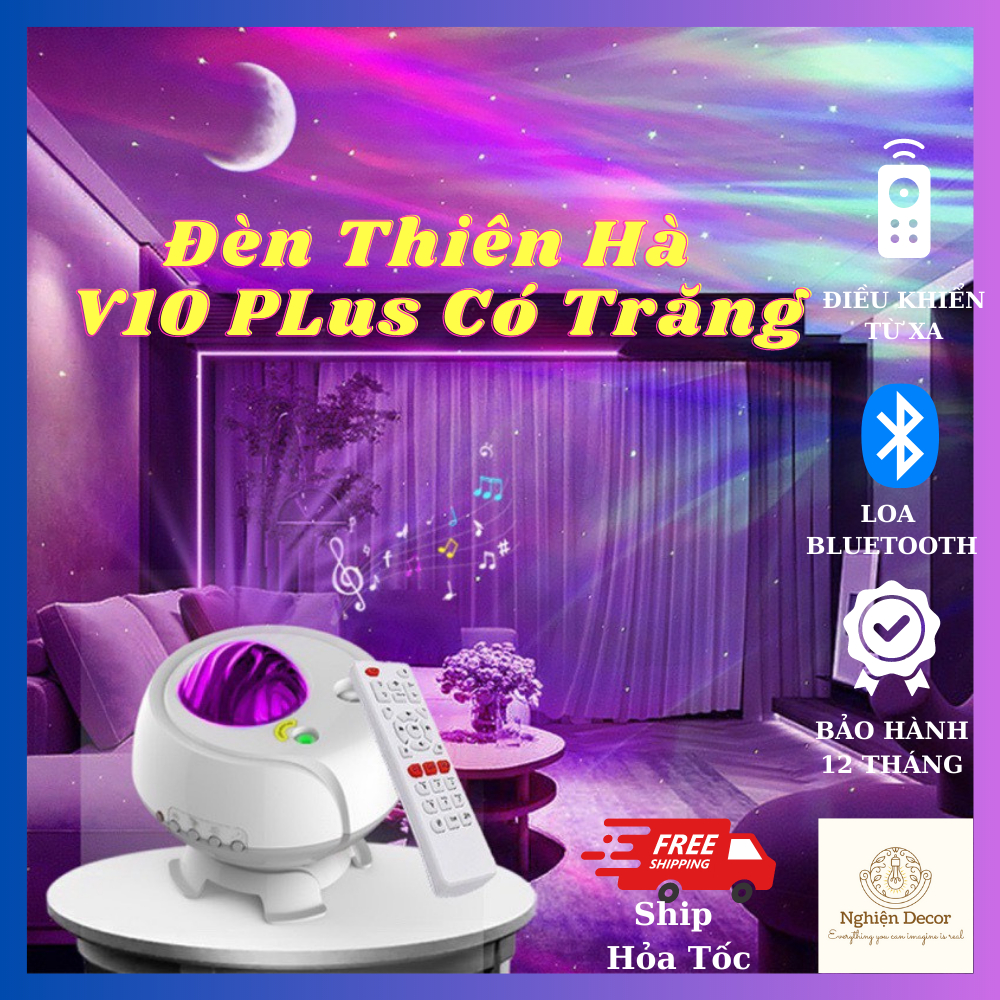 Đèn Thiên Hà V10 Plus Bản Mới Nhất 2023 Kiêm Loa Bluetooth Chiếu Sao