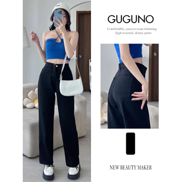 Quần jeans nữ ống rộng cạp cao GUGUNO (quần jeans nữ, quần jean nữ, quần rin nữ, quần bò nữ)
